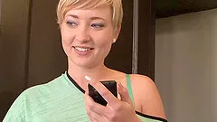 Interracial cock-riding action with short-haired blond milf Nora Skyy