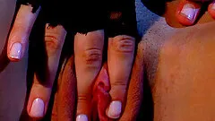 Slim brunette Tiffany pleases herself with fingering