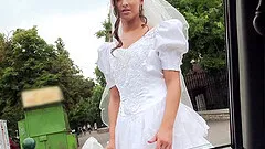 Pretty Bride With A Shaved Pussy Enjoying A Hardcore Missionary Style Fuck In A Car