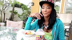 Pretty Ebony-Skinned Teen Enjoying A Hardcore Missionary Style Fuck In Her Bedroom