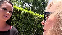 Nina Hartley and Raven Bay enjoy ardent interracial foursome banging