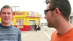 Gay bear rides a dick in public and enjoys it a lot