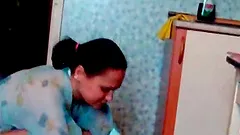 Amateur brunette shows her flabby tits in homemade clip