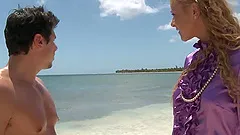 Slim blonde enjoys riding a boner on a beach in hardcore scene