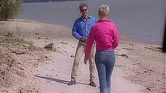 Rough sex on beach dunes with the sexy brunette Sandra Iron