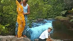 Brunette Hottie Enjoys Two Cocks In This Hardcore Outdoor Threesome