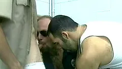 Horny Gay Bear Cop Sucking Some Big Criminal Cocks