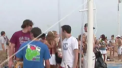 Some hot chicks show their nice bodies at a beach party