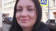 Titless brunette whore gets picked up for rough pounding