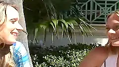 Slim blonde chicks with small tits get nailed in a threesome vid