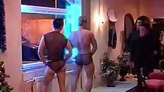 Gay threesome among three muscular hunks