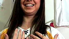 Cute Brunette Sucks And Licks A Big Dick In A College Dorm