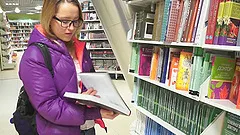 Blonde teen is fucked silly with glasses on