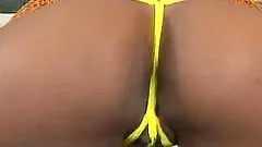 A Black chick with oiled up ass get nailed in an interracial video