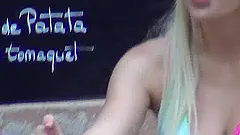 A voyeur video with a slim blondie having a passionate sex