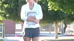 Nasty girl Alison Angel shows her tits and hot butt outdoors