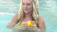 Cute Alison Angel Plays Naked On The Pool Outdoors