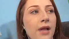 Redhead Cameron Love has an interracial sex in an office