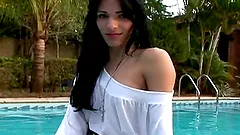 Scrumptious Natalia Masturbates Next To A Swimming Pool