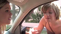 Two sweet White girls ride big black cock and swallow cum