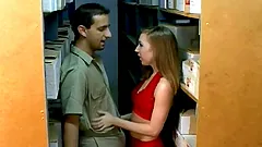 Nasty blonde Pason enjoys a gangbang in the library