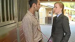 Slim teen Ryann enjoys jumping on a cock in the stable
