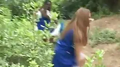 Audrey Rose and Cynthia toy each other's coochies in the garden