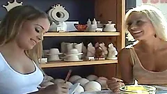 Three blonde hotties moan sweetly while toying their vags