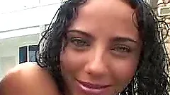 Sexy Brazilian babe sucks on a big cock before riding it