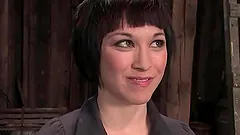 Harmony humiliates and fucks Mei K.'s vag with a wired toy