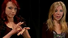 Slim blonde girl gets toyed by two chicks in femdom video