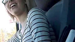 Slim blonde cutie rubs a cock and gets her shaved pussy slammed