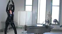 Nipple Torture and Fucking Machine Action in Latex Fetish Lesbian BDSM