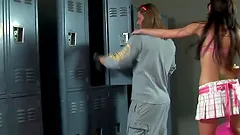 Hot Chloe Morgan gets face fucked in a locker room