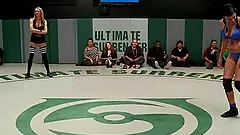 Nude bitches fight and toy pussies in front of a public