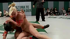 Bunch of chicks are on the pitch to go lesbian and rough