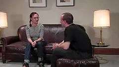 Curvy honey in glasses is rocking out her time at casting