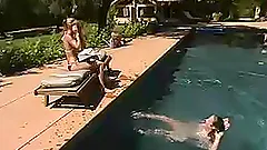 Two beautiful slim girls have BDSM fun in the yard