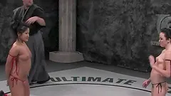 Alexa Von Tess and Christina Aguchi fight and fuck in a ring