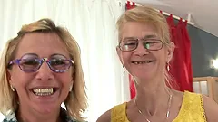 Two blonde grannies Milli and Beata A enjoy toying each other's vags