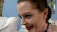 Blonde babe gets toyed with a strap-on by a brunette