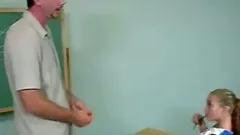 Hot girl in cheerleader uniform gets her nice ass spanked