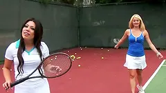 POV video with hot babes riding a dick after playing tennis