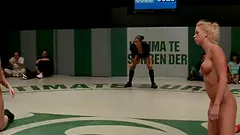 Nasty girls fight and also finger pussies in a ring