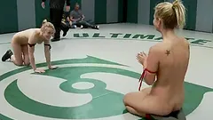 Two hot blonde girls in bikini in hot catfight video