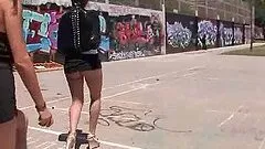Blond teen is enjoying herself in public penetration