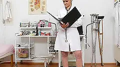 Redhead huge boobies cougar spreads her haired piss hole