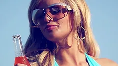 Glamorous Audrey Aleen Allen poses naked on a balcony