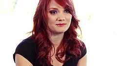 Lady in red is dancing all alone and naked