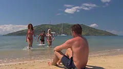 Sizzling redhead Leanna Sweet gets her ass slammed on a beach